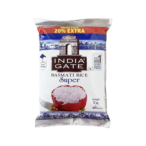 India Gate Super Basmati Rice 1 Kg + 200 Gm Free